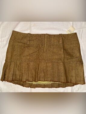 Abercrombie & Fitch Y2K Wool Herringbone Pleated Mini Skirt NWT Sz 8